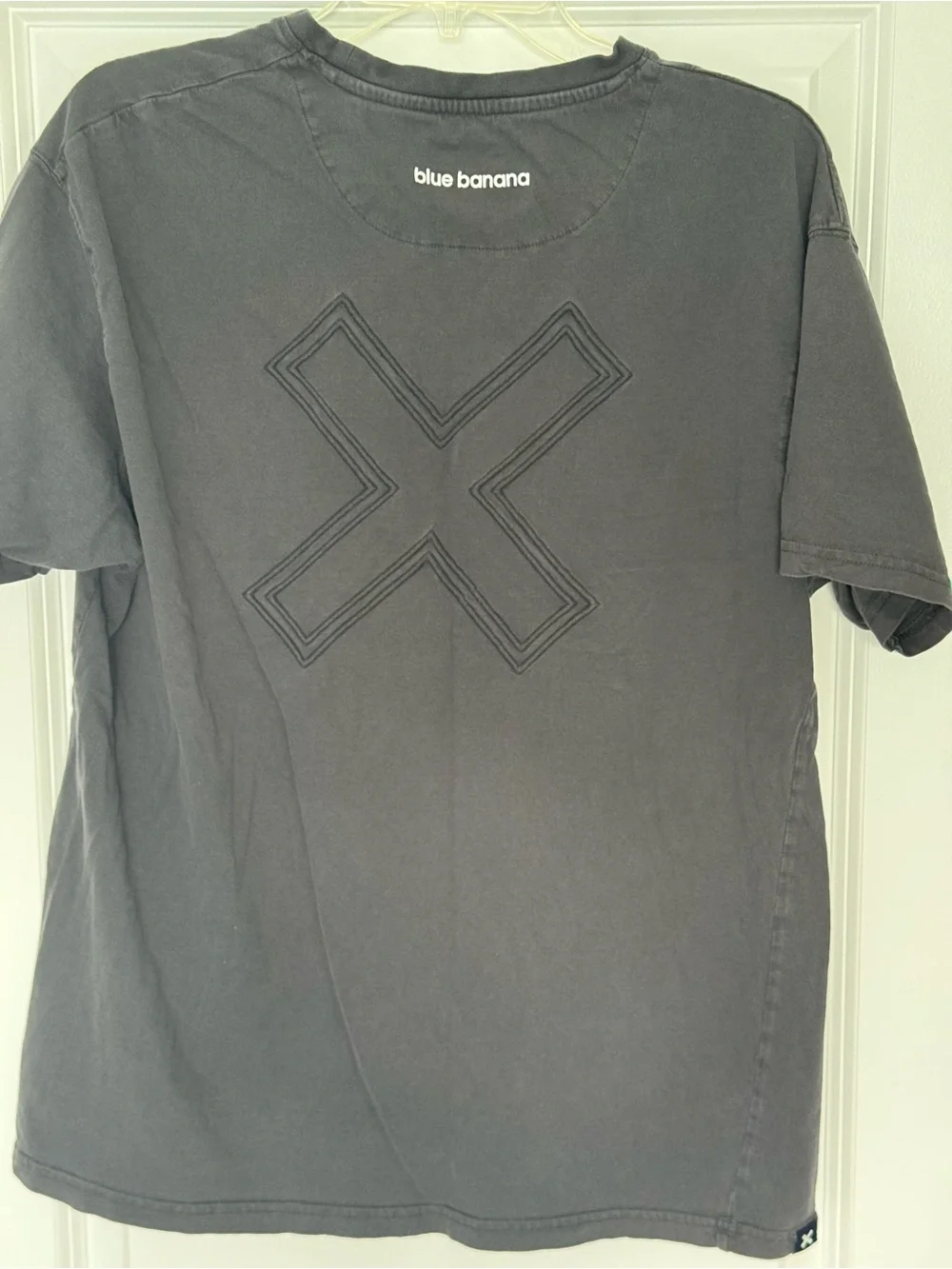 Blu Banana Gray Short Sleeve Tee with Stitched X Detail